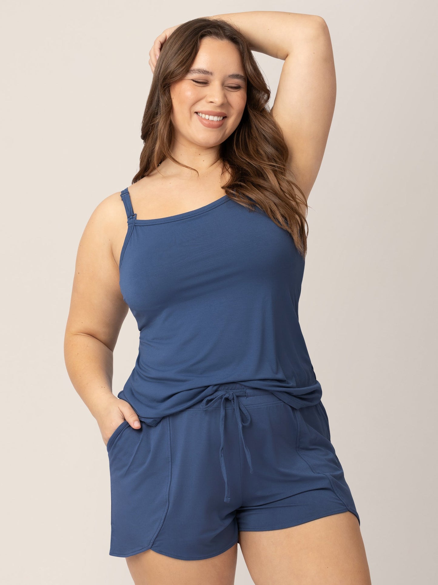 Kindred Bravely Bamboo Lounge Around Nursing Tank Slate Blue