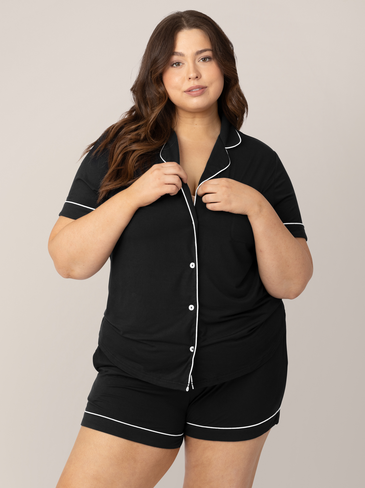 Kindred Bravely Clea Bamboo Short Sleeve Pajama Set Black