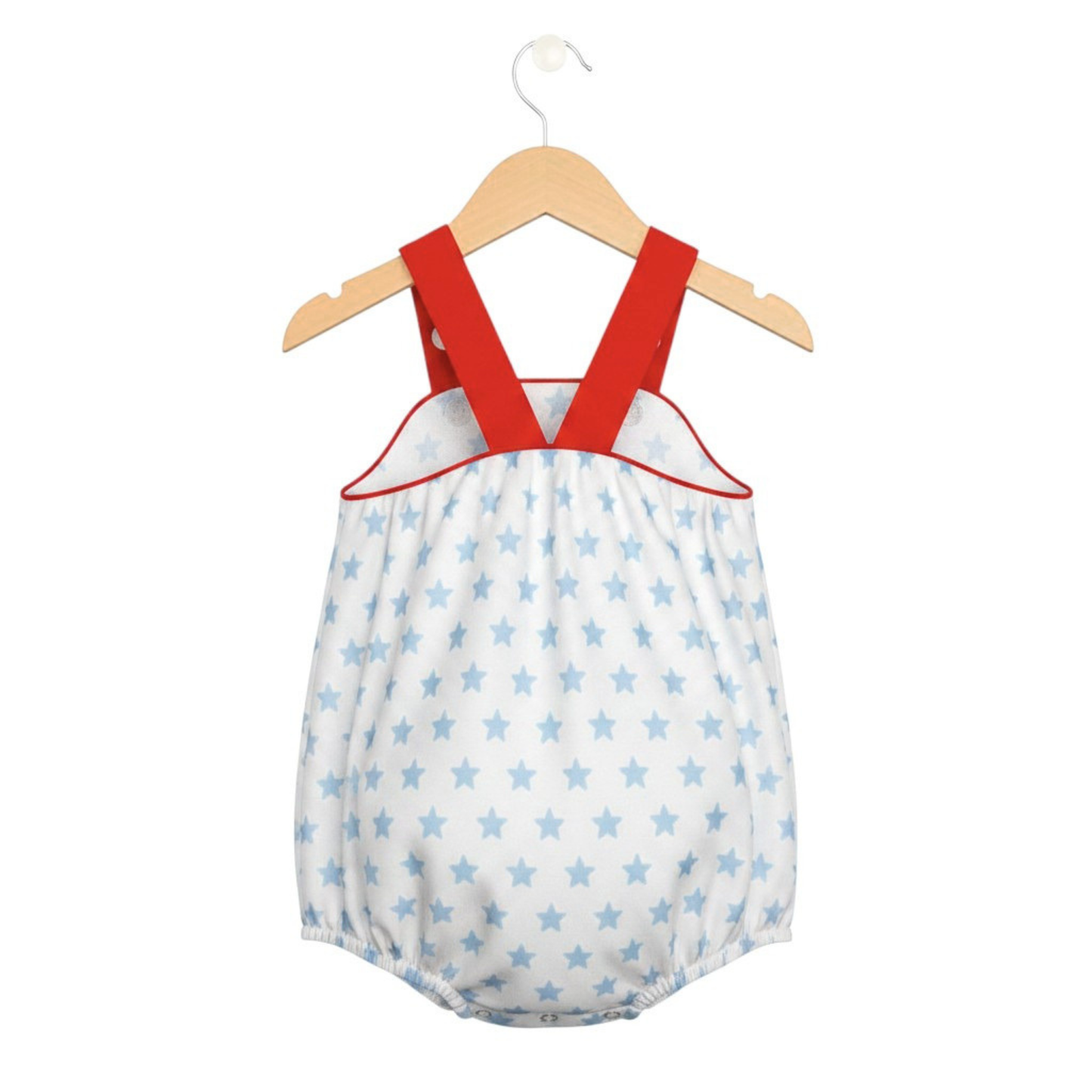The Little Lemons Company Red, White, and Stars Bubble Romper
