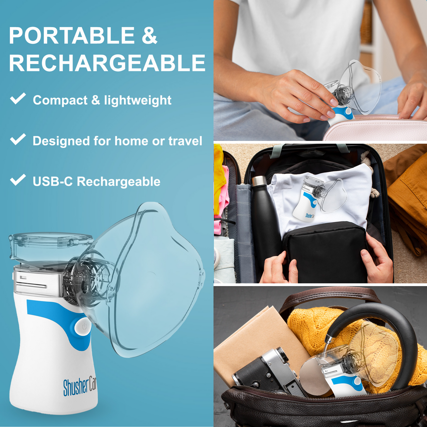 Shusher Care Portable Nebulizer – Whisper-Quiet Mesh