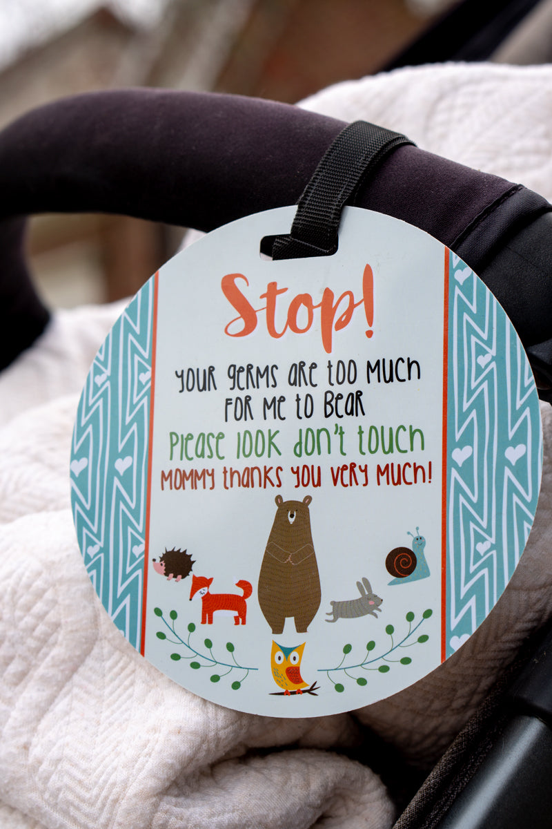 Three Little Tots Woodlands No Touching My Newborn Car Seat Sign Tag