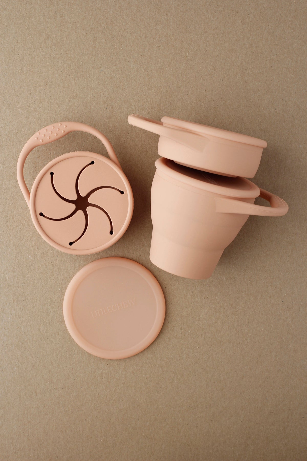 littleCHEW Foldable Silicone Snack Cup - Dusty Coral