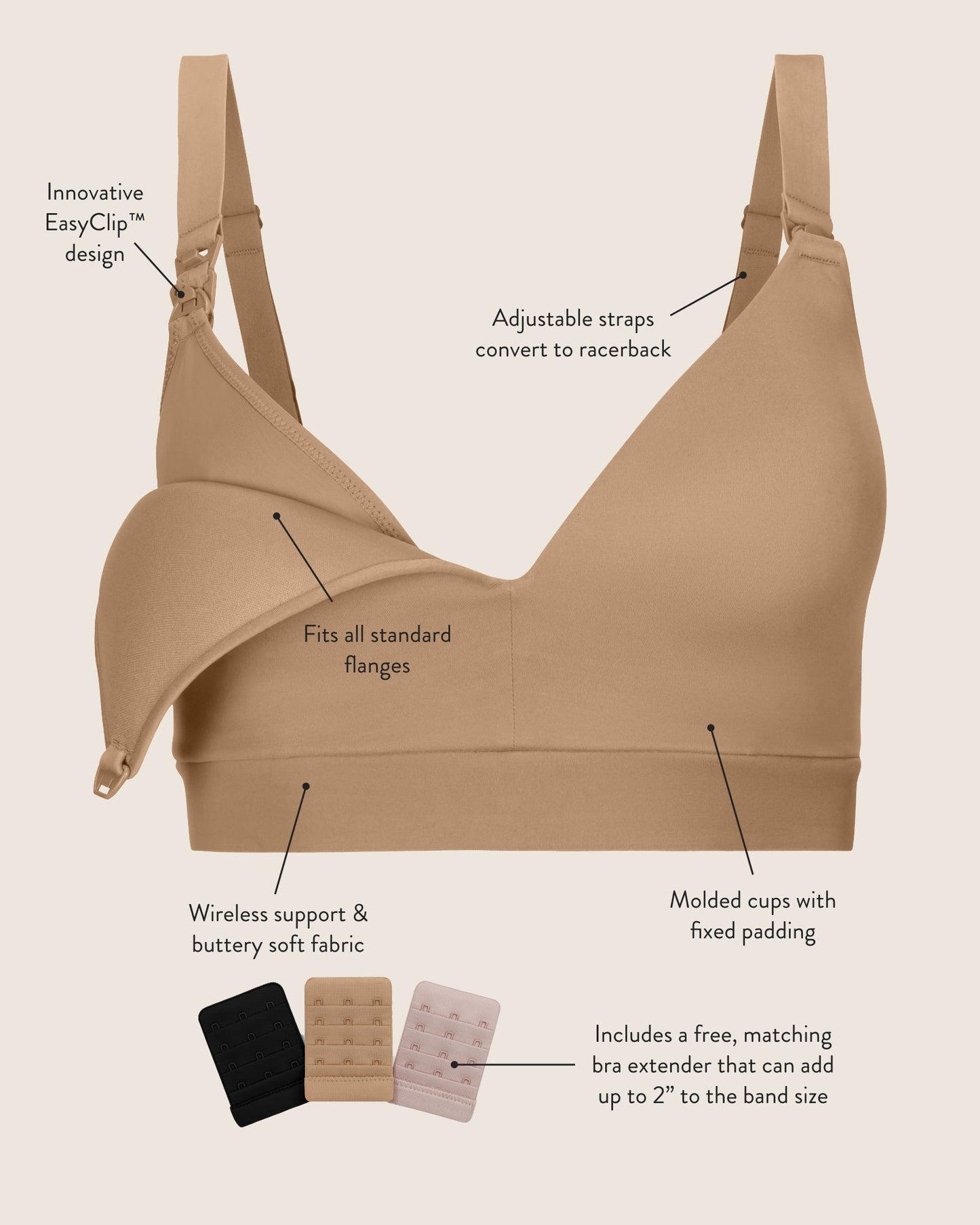 Kindred Bravely Minimalist Hands-Free Pumping & Nursing Bra Lilac Stone