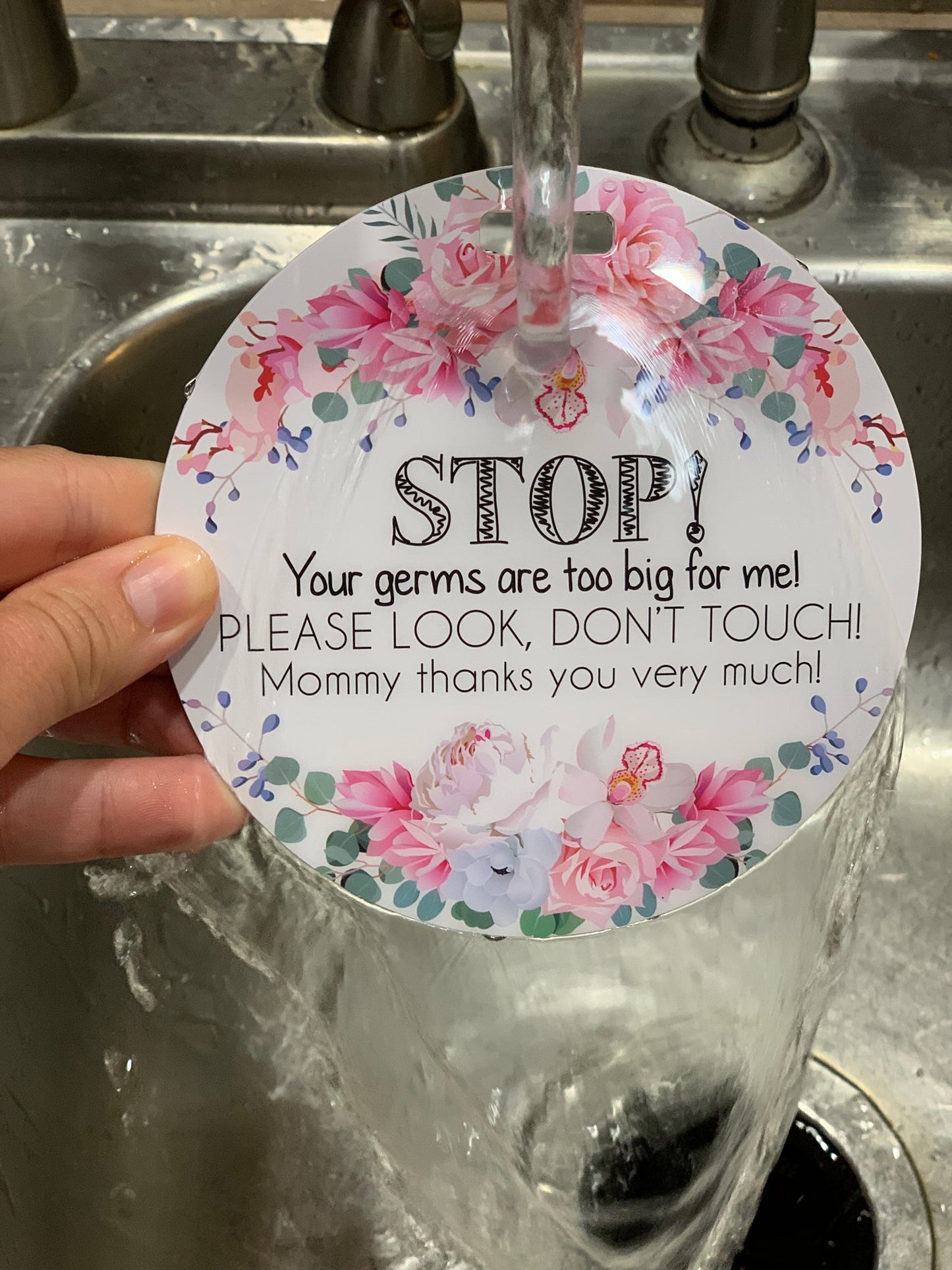 Three Little Tots Flower No Touching Baby Car Seat Sign Tag