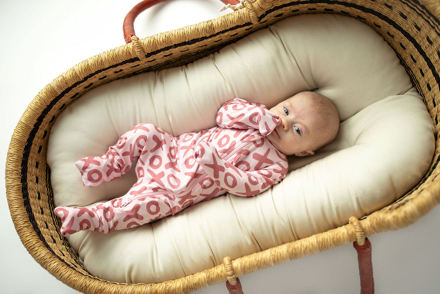 Three Little Tots Valentine's Day XOXO Bamboo Newborn Zipper Pajamas Sleepers