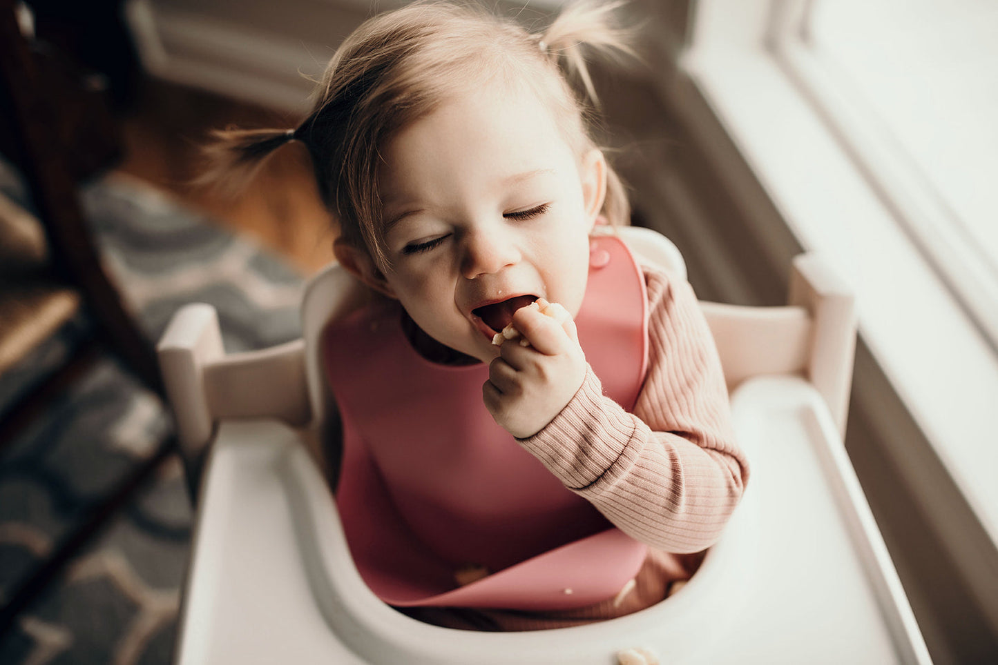 Three Little Tots Rose Silicone Bib with Crumb Catcher
