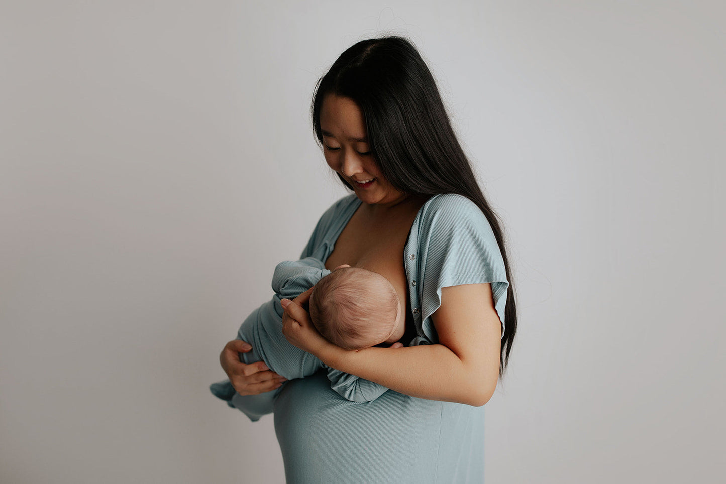 Three Little Tots Ribbed Blue Bird Labor and Delivery Nursing Hospital Gown