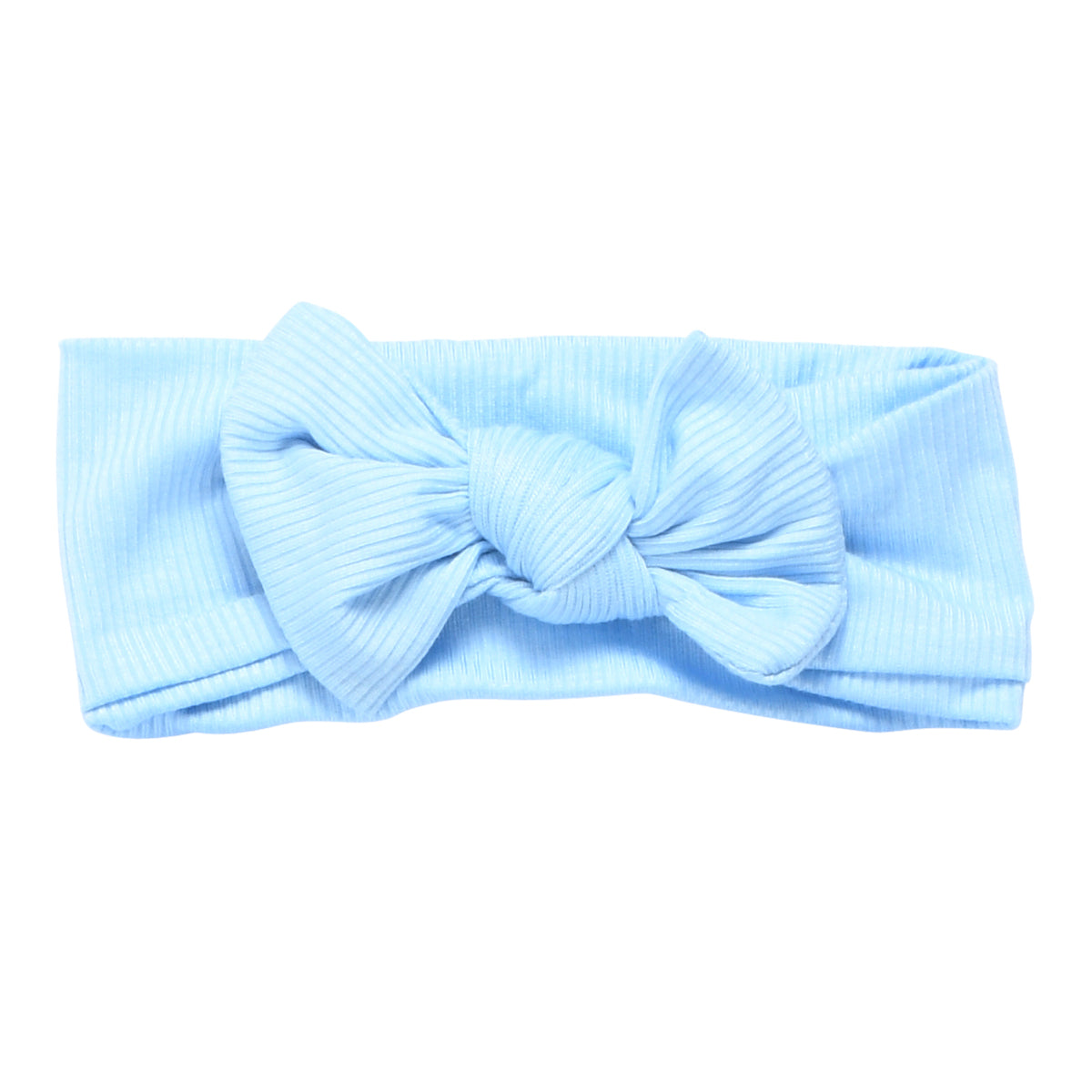 Three Little Tots Ribbed Baby Blue Knotted Headband