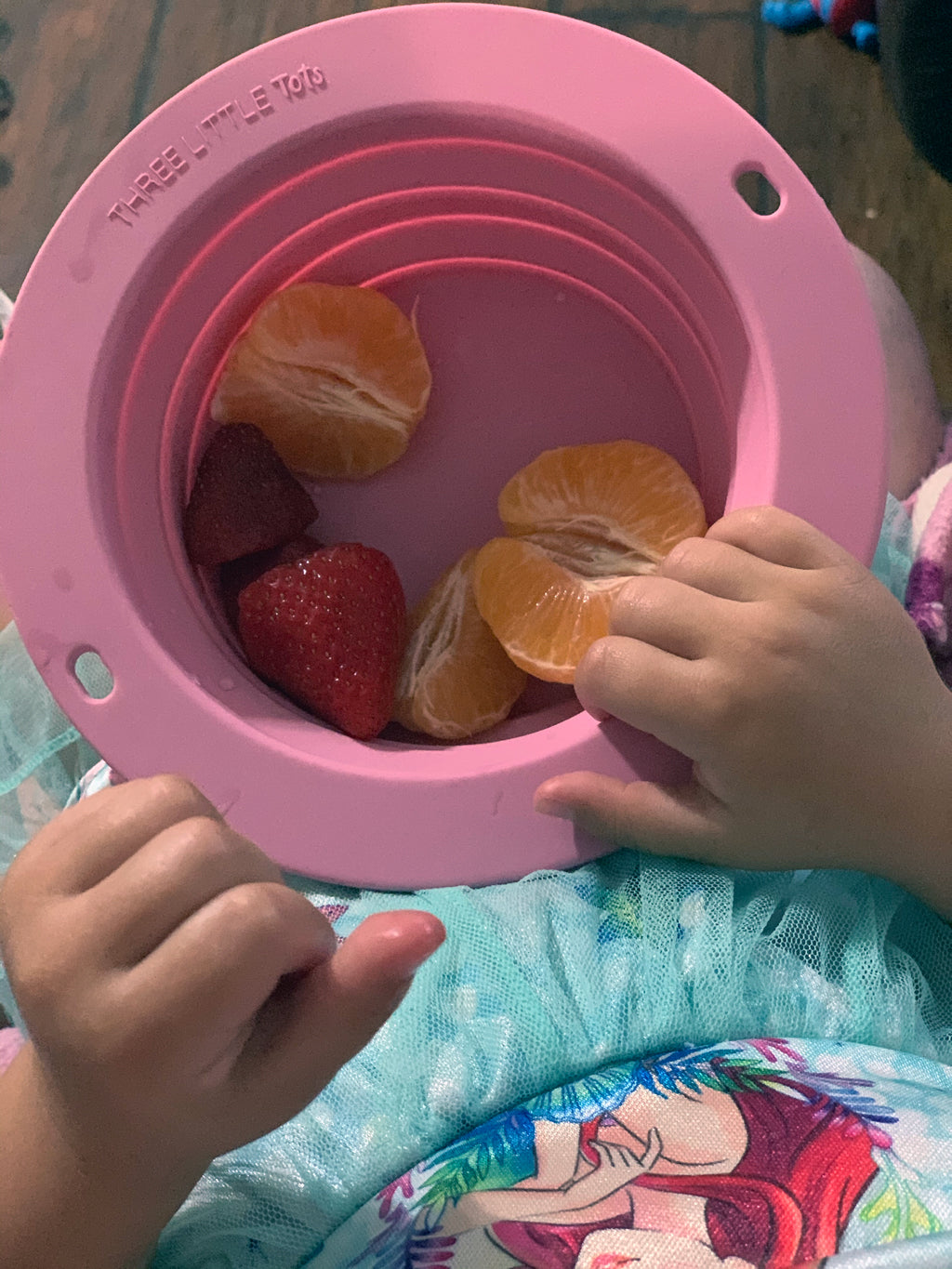 Three Little Tots Rose Collapsible Bowl for Travel or Home