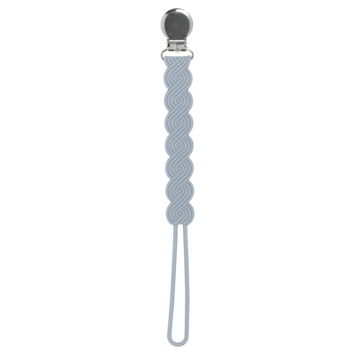 Three Little Tots Waverly Glacier Blue Gray All Silicone One Piece Pacifier Clip