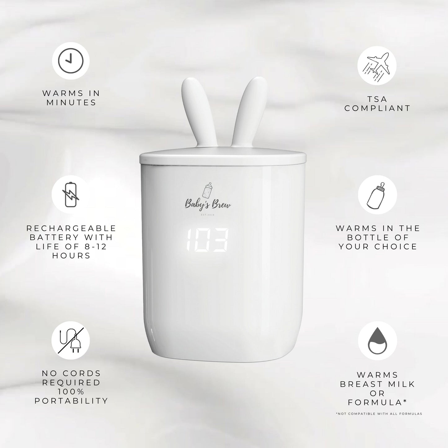 The Baby's Brew 3.0 Portable Bottle Warmer Adapter Set (Warmer + Four Adapters)