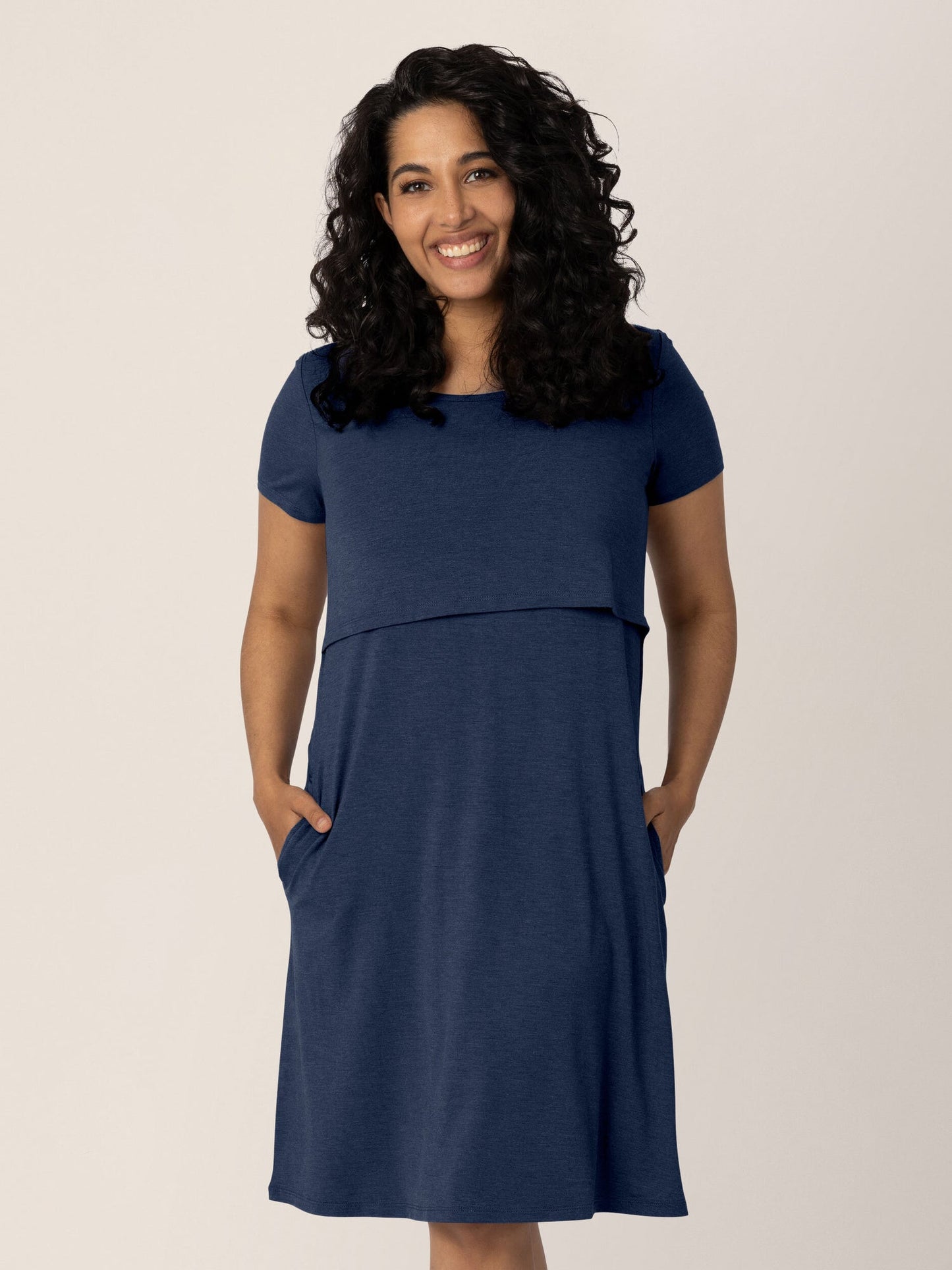 Kindred Bravely Eleanora Bamboo Maternity & Nursing Dress Navy Heather