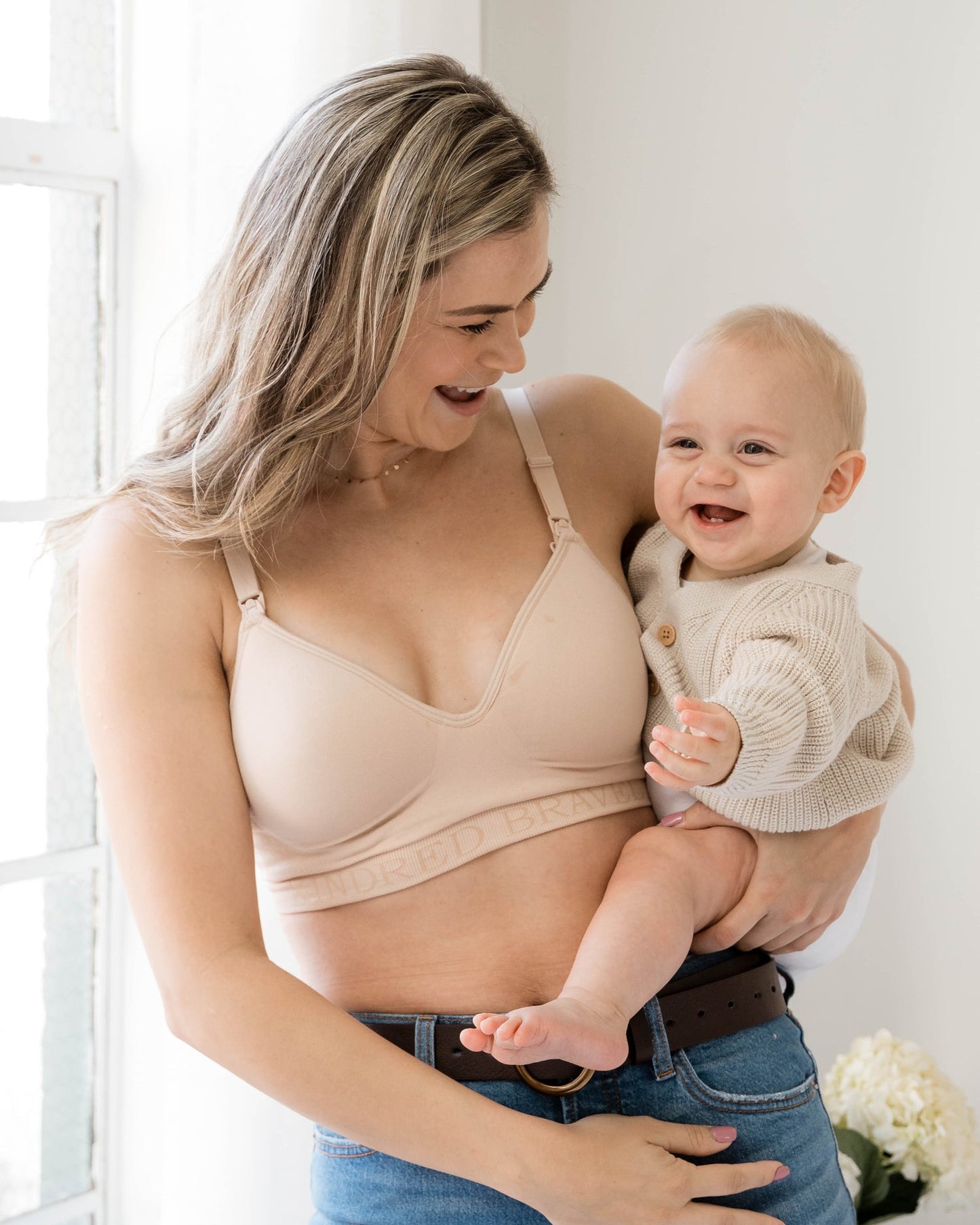 Kindred Bravely Signature Sublime Contour Hands-Free Pumping & Nursing Bra Beige