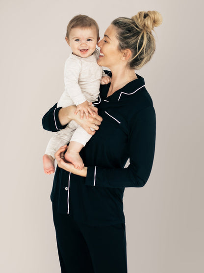 Kindred Bravely Clea Bamboo Long Sleeve Pajama Set Black - Maternity & Nursing Comfort