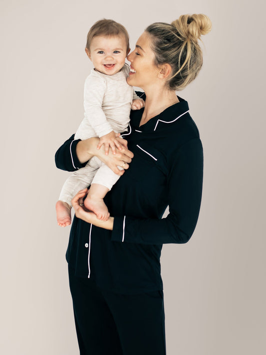 Kindred Bravely Clea Bamboo Long Sleeve Pajama Set Black - Maternity & Nursing Comfort