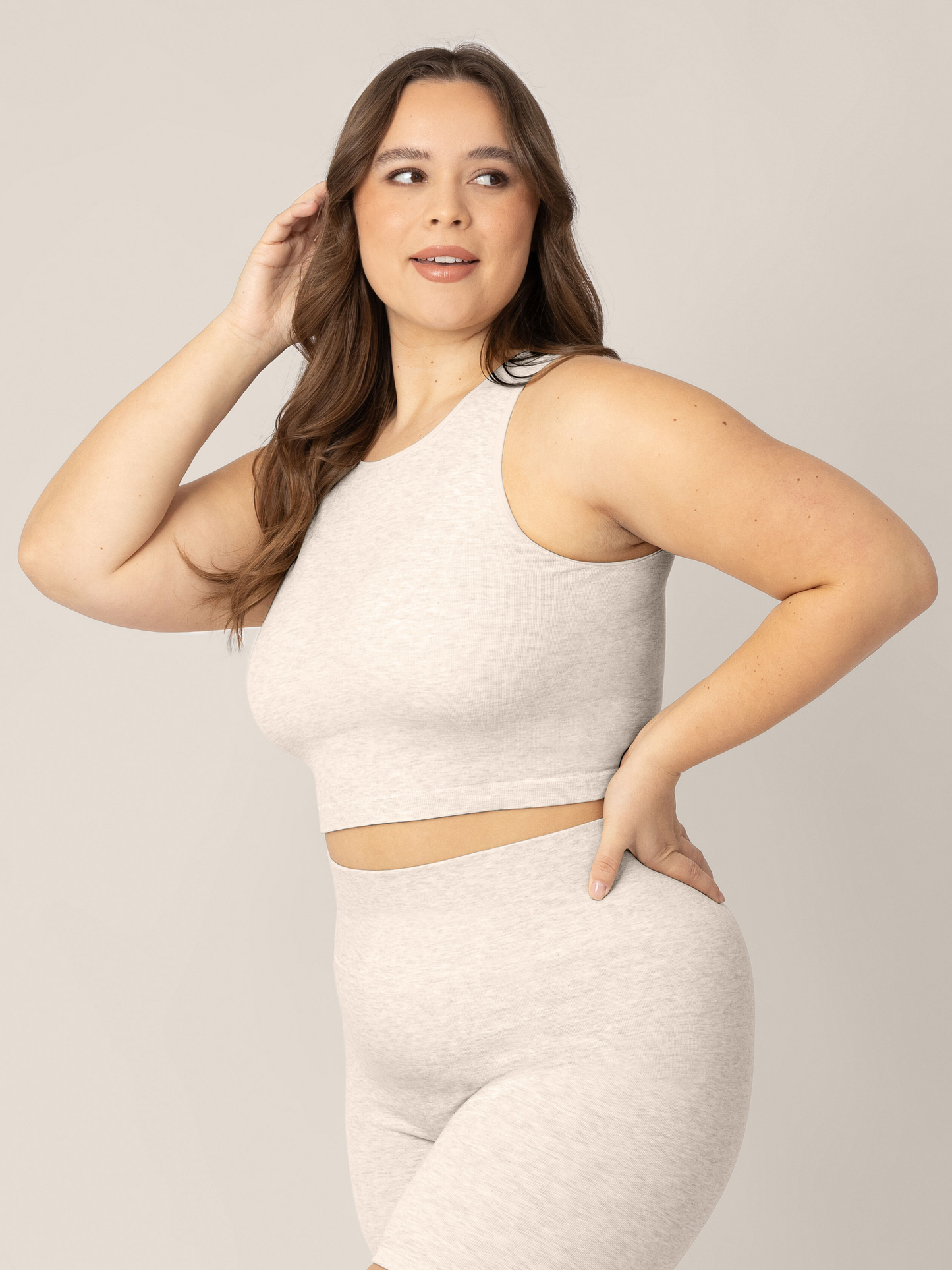 Kindred Bravely Sublime Bamboo Maternity & Nursing Longline Bra Top Oatmeal Heather
