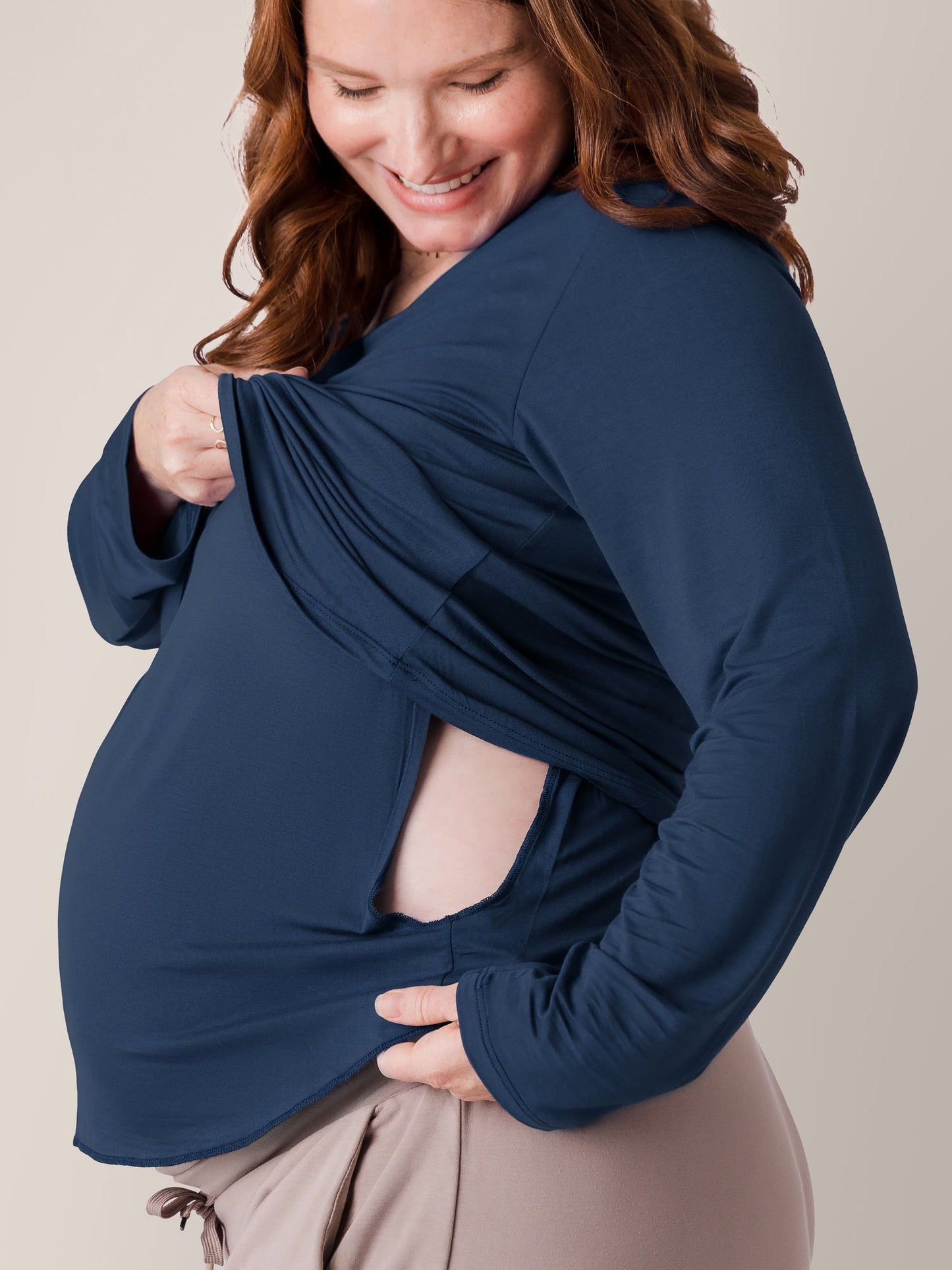 Kindred Bravely Bamboo Maternity & Nursing Long Sleeve T-shirt Navy