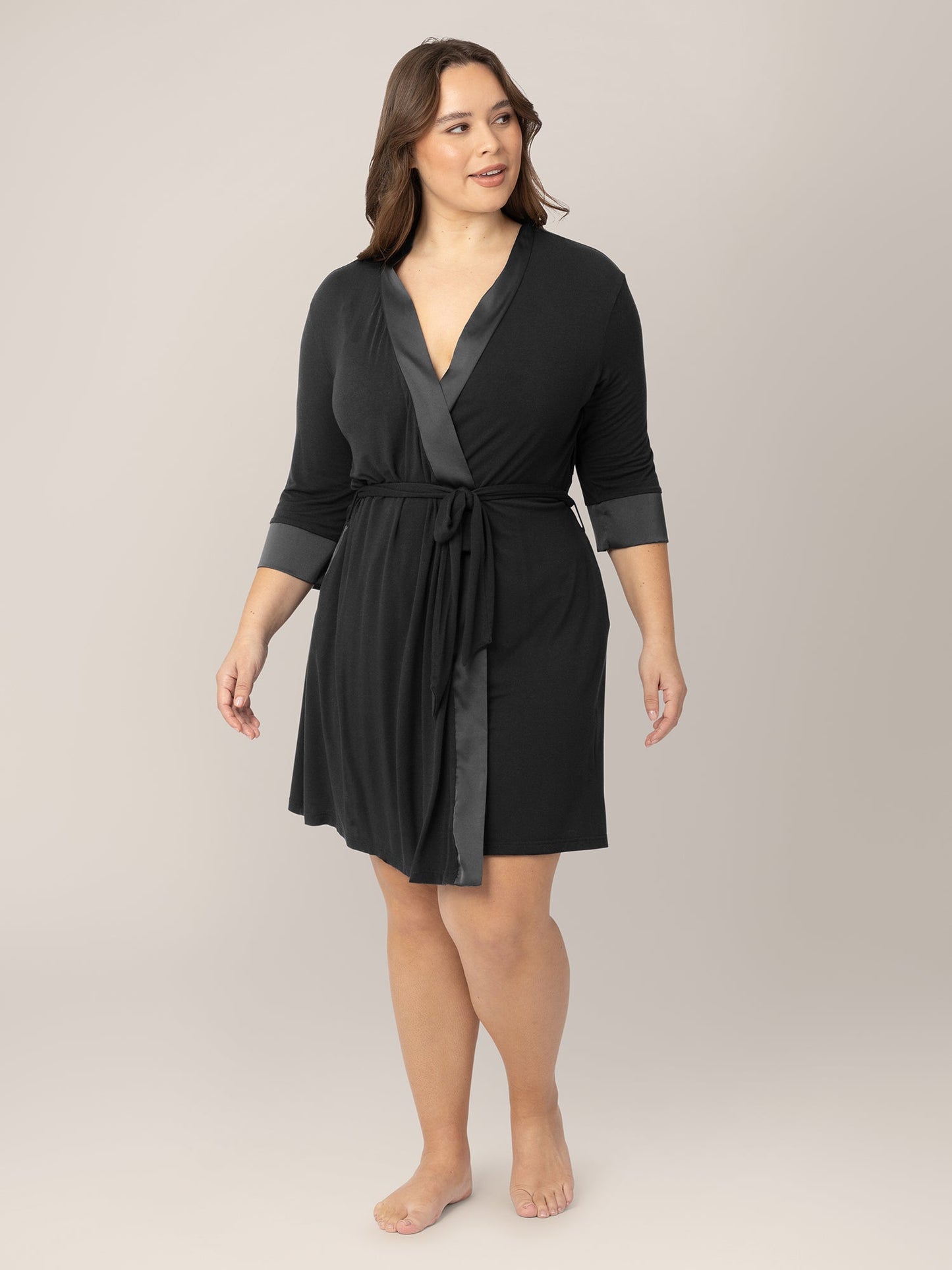 Kindred Bravely Emmaline Robe Black - Soft Maternity & Postpartum Robe