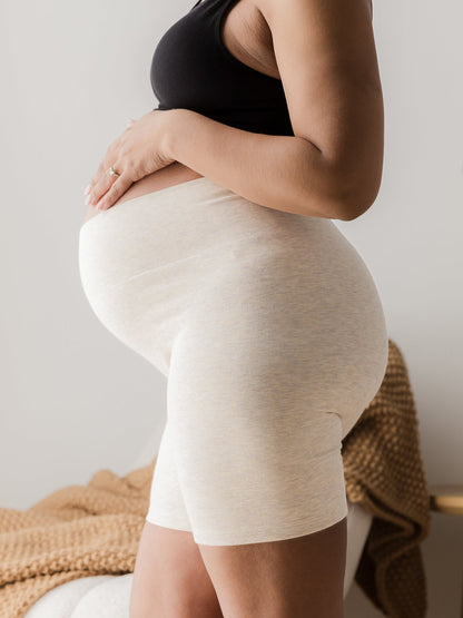 Kindred Bravely Sublime Bamboo Maternity & Postpartum Bike Short Oatmeal Heather