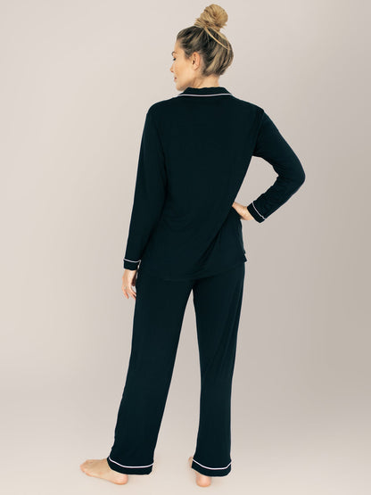 Kindred Bravely Clea Bamboo Long Sleeve Pajama Set Black - Maternity & Nursing Comfort