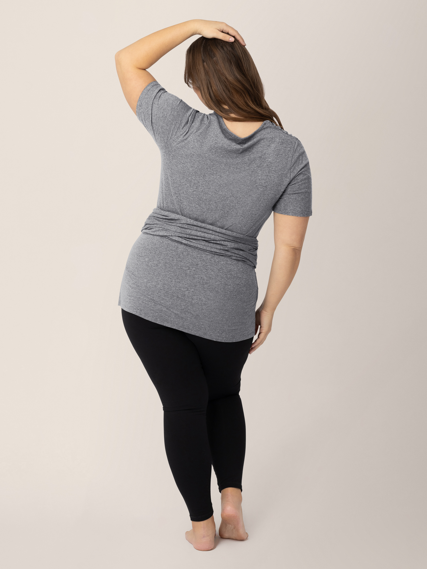 Kindred Bravely Organic Cotton Skin to Skin Short Sleeve Wrap Top Charcoal Grey Heather