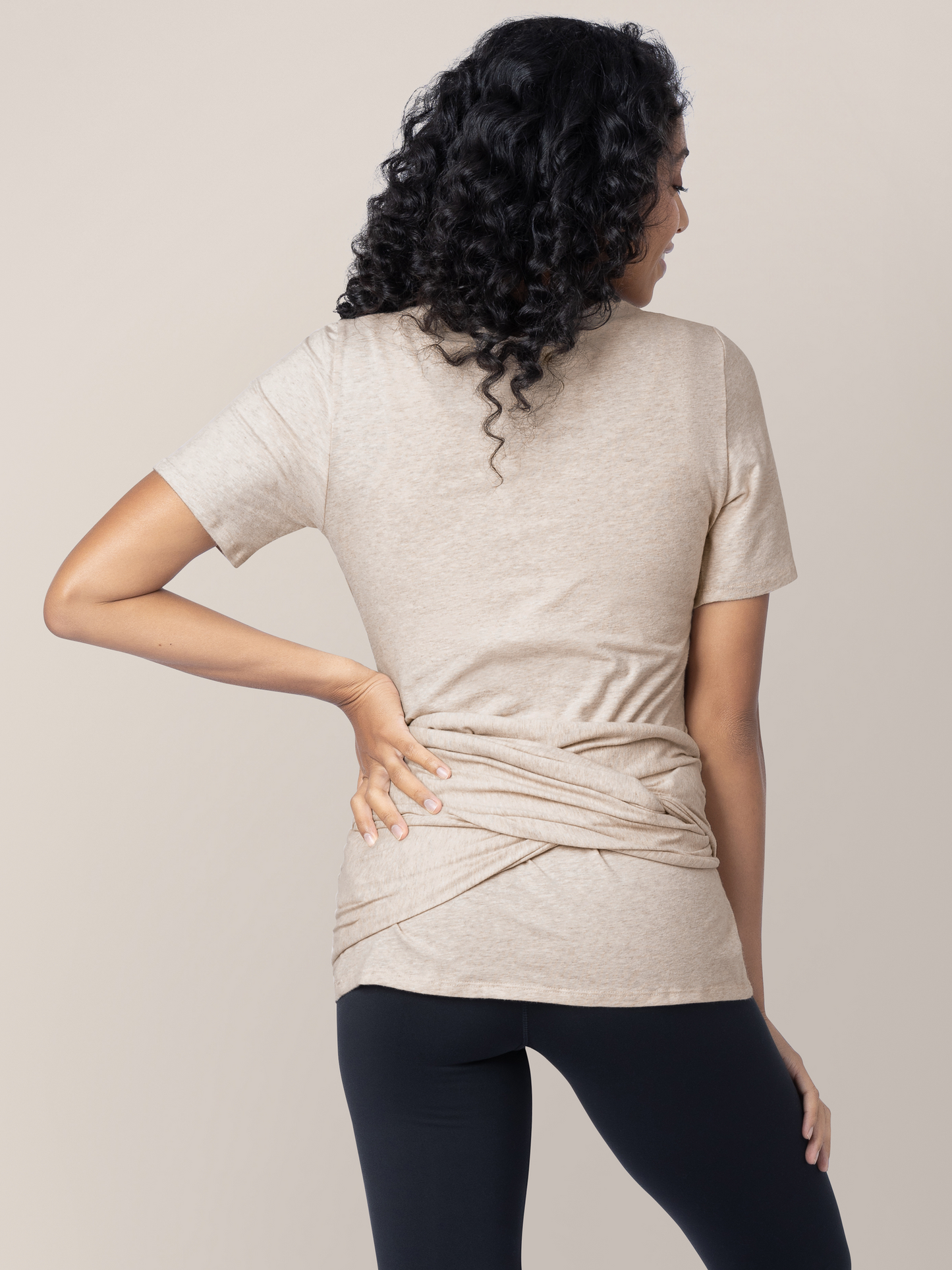 Kindred Bravely Organic Cotton Skin to Skin Short Sleeve Wrap Top Oatmeal Heather