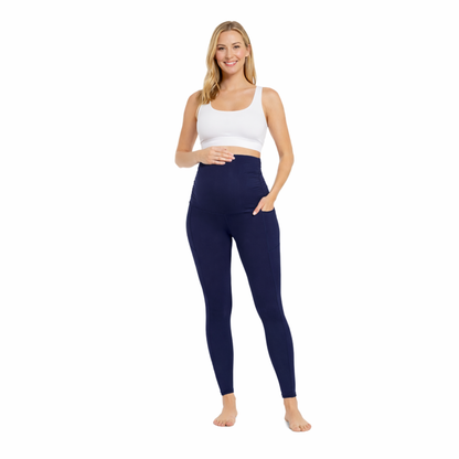 Ruched Maternity Yoga Pants with Pockets