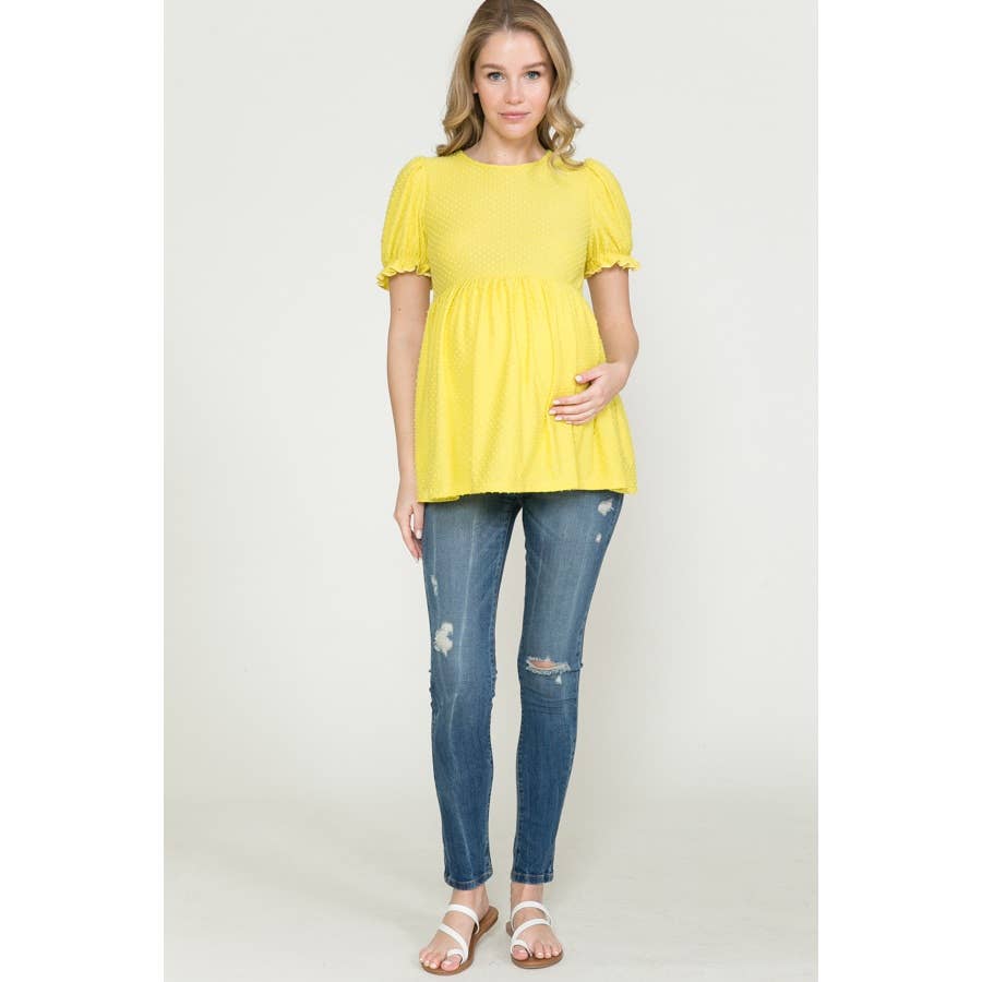 Puff Sleeve Babydoll Ruched Top