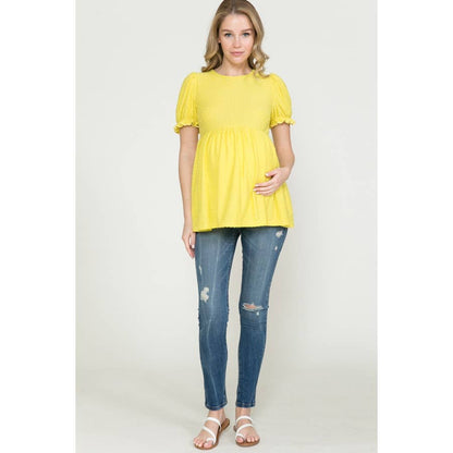 Puff Sleeve Babydoll Ruched Top