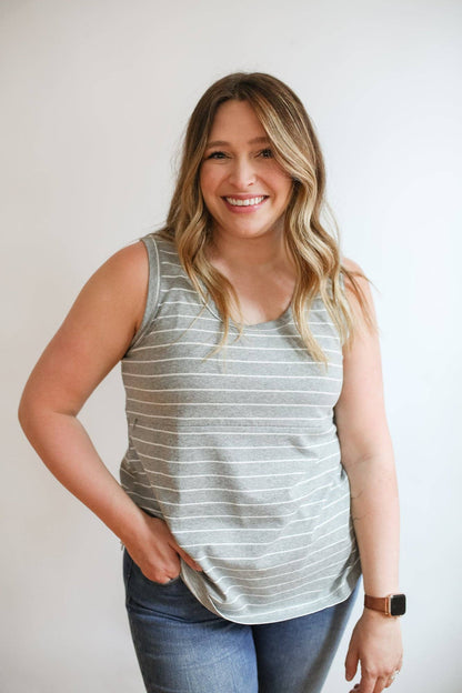 Stripe Invisible Zip Breastfeeding Tank Top