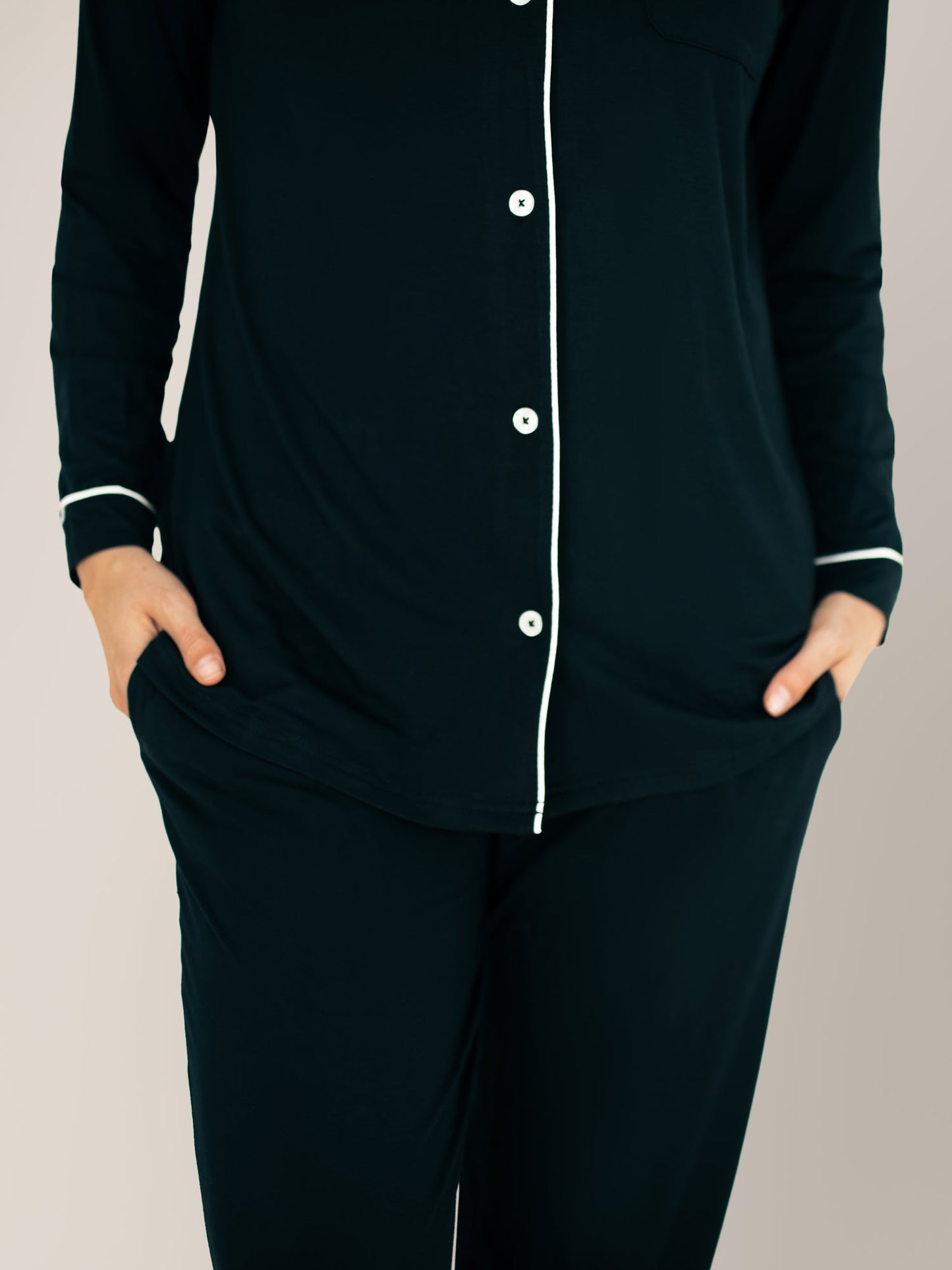 Kindred Bravely Clea Bamboo Long Sleeve Pajama Set Black - Maternity & Nursing Comfort