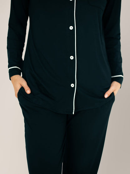 Kindred Bravely Clea Bamboo Long Sleeve Pajama Set Black - Maternity & Nursing Comfort