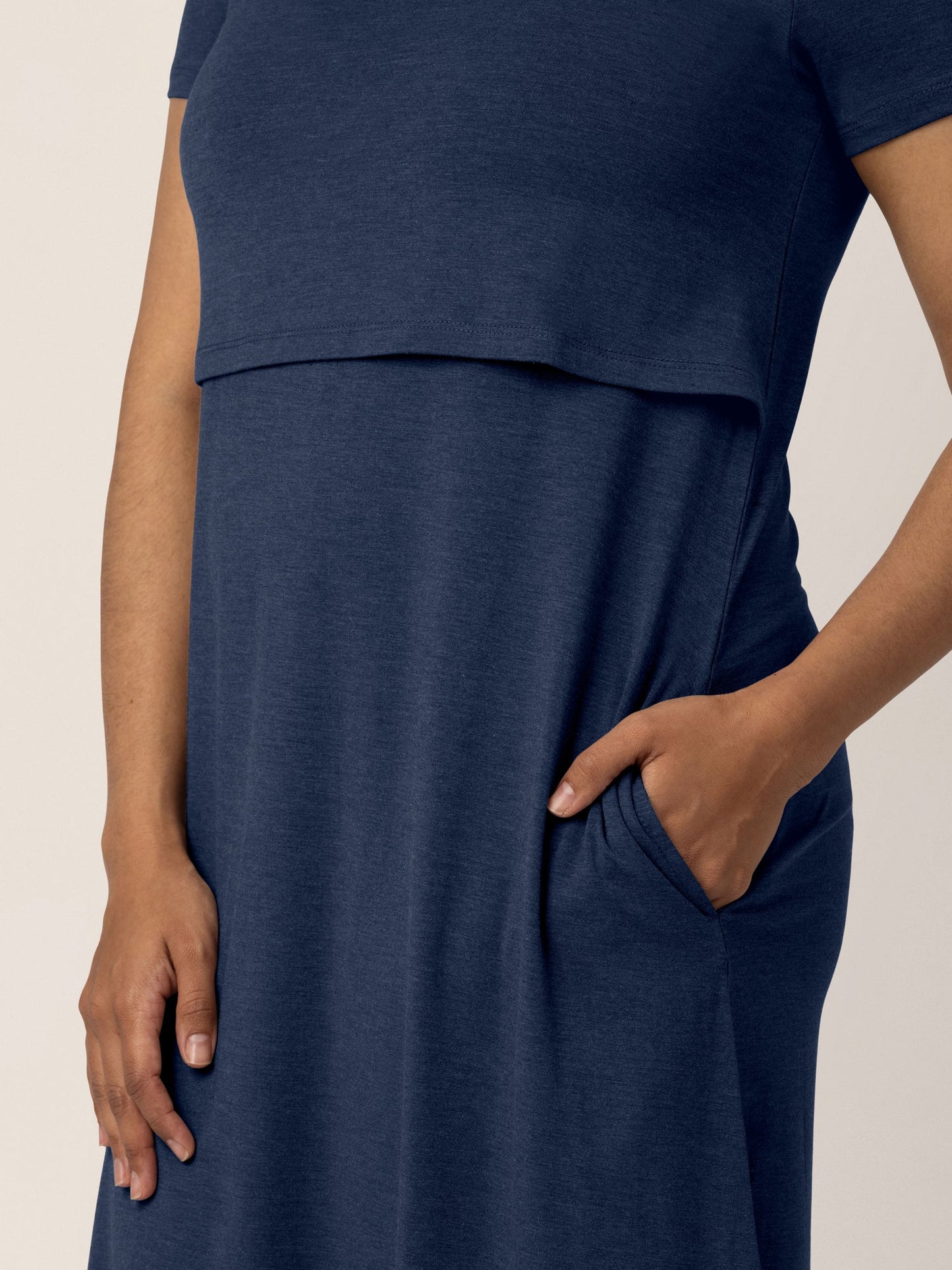 Kindred Bravely Eleanora Bamboo Maternity & Nursing Dress Navy Heather