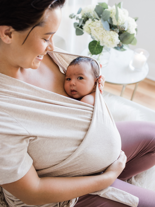 Kindred Bravely Organic Cotton Skin to Skin Short Sleeve Wrap Top Oatmeal Heather