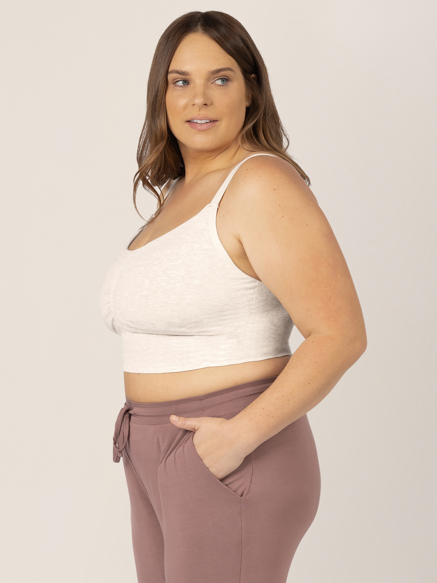 Kindred Bravely Sublime Bamboo Hands-Free Pumping Lounge & Sleep Bra Oatmeal Heather