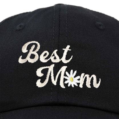 Embroidered Best Mom Daisy Cotton Hat