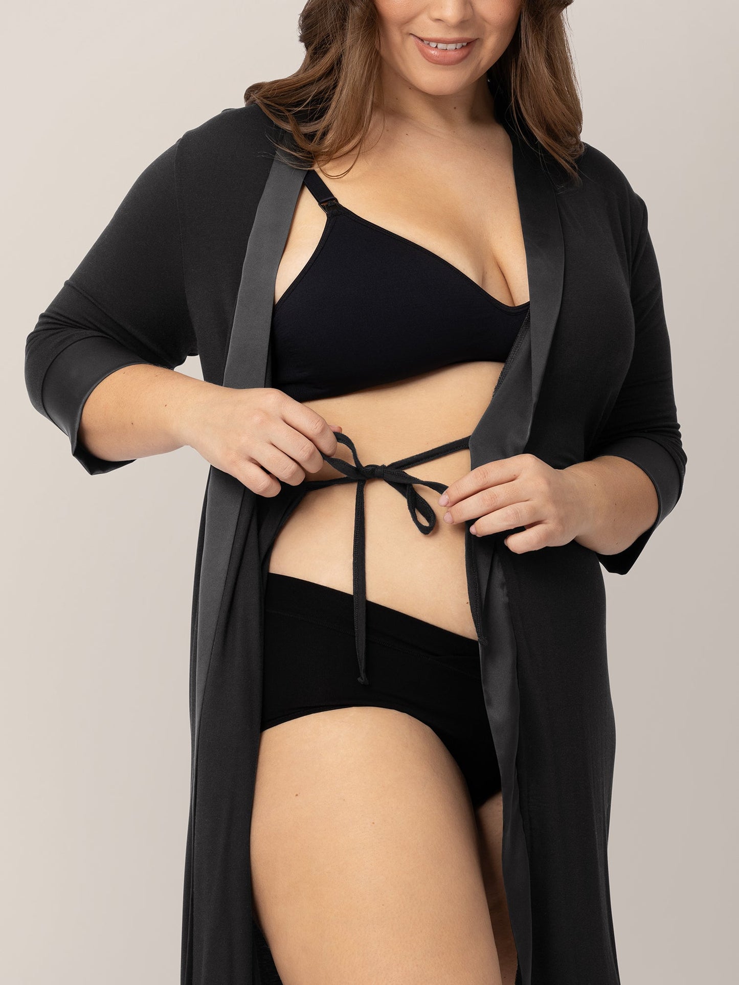Kindred Bravely Emmaline Robe Black - Soft Maternity & Postpartum Robe