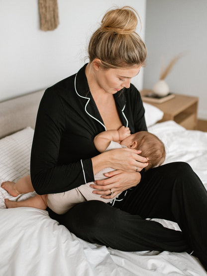 Kindred Bravely Clea Bamboo Long Sleeve Pajama Set Black - Maternity & Nursing Comfort