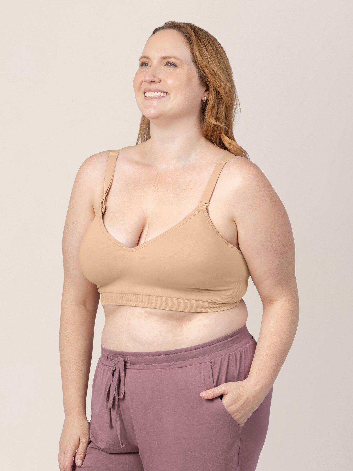 Kindred Bravely Signature Sublime Contour Hands-Free Pumping & Nursing Bra Beige