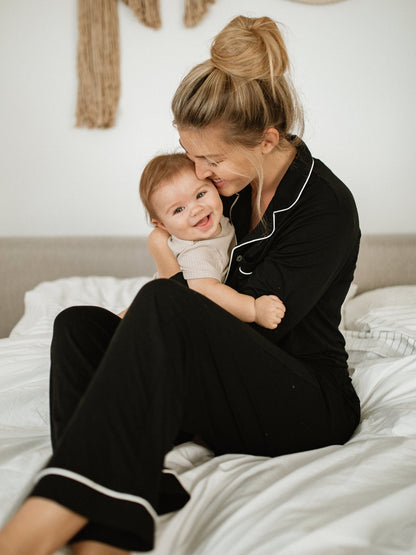 Kindred Bravely Clea Bamboo Long Sleeve Pajama Set Black - Maternity & Nursing Comfort