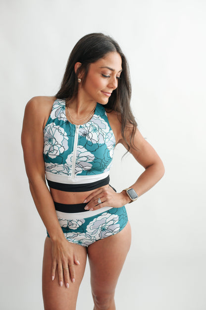 Movemama Crop Zip Up Breastfeeding Swimsuit Top
