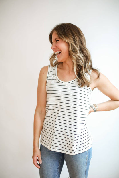 Stripe Invisible Zip Breastfeeding Tank Top