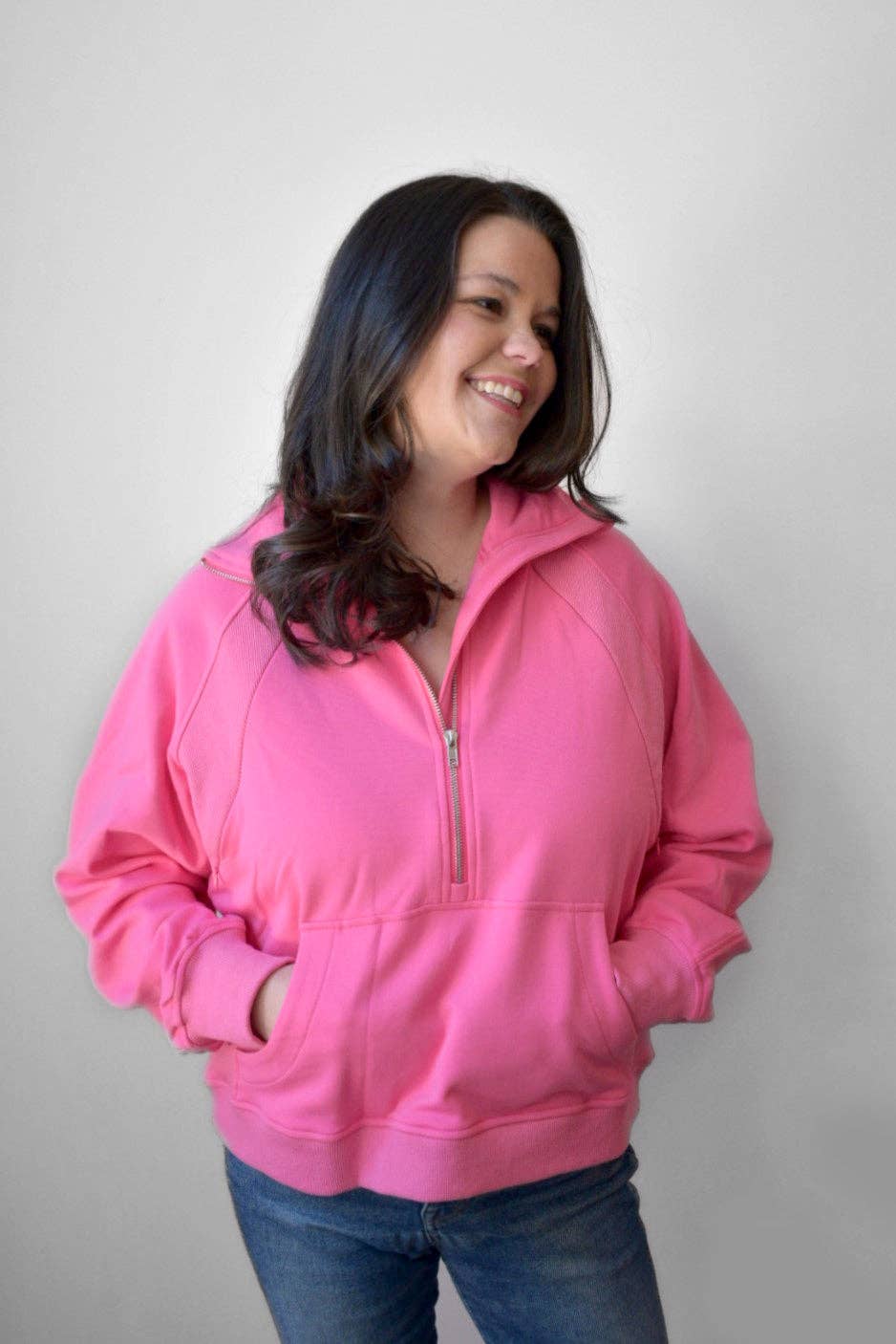 Oversized Funnel Neck Three Zip Breastfeeding Sweatshirt