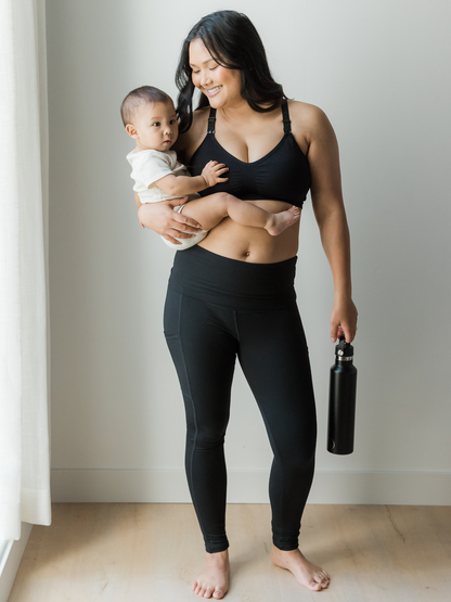 Kindred Bravely Sublime Hands-Free Pumping & Nursing Sports Bra Black
