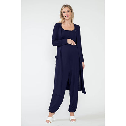 Maternity Jogger Pants Jumpsuit & Maxi Long Cardigan Sets