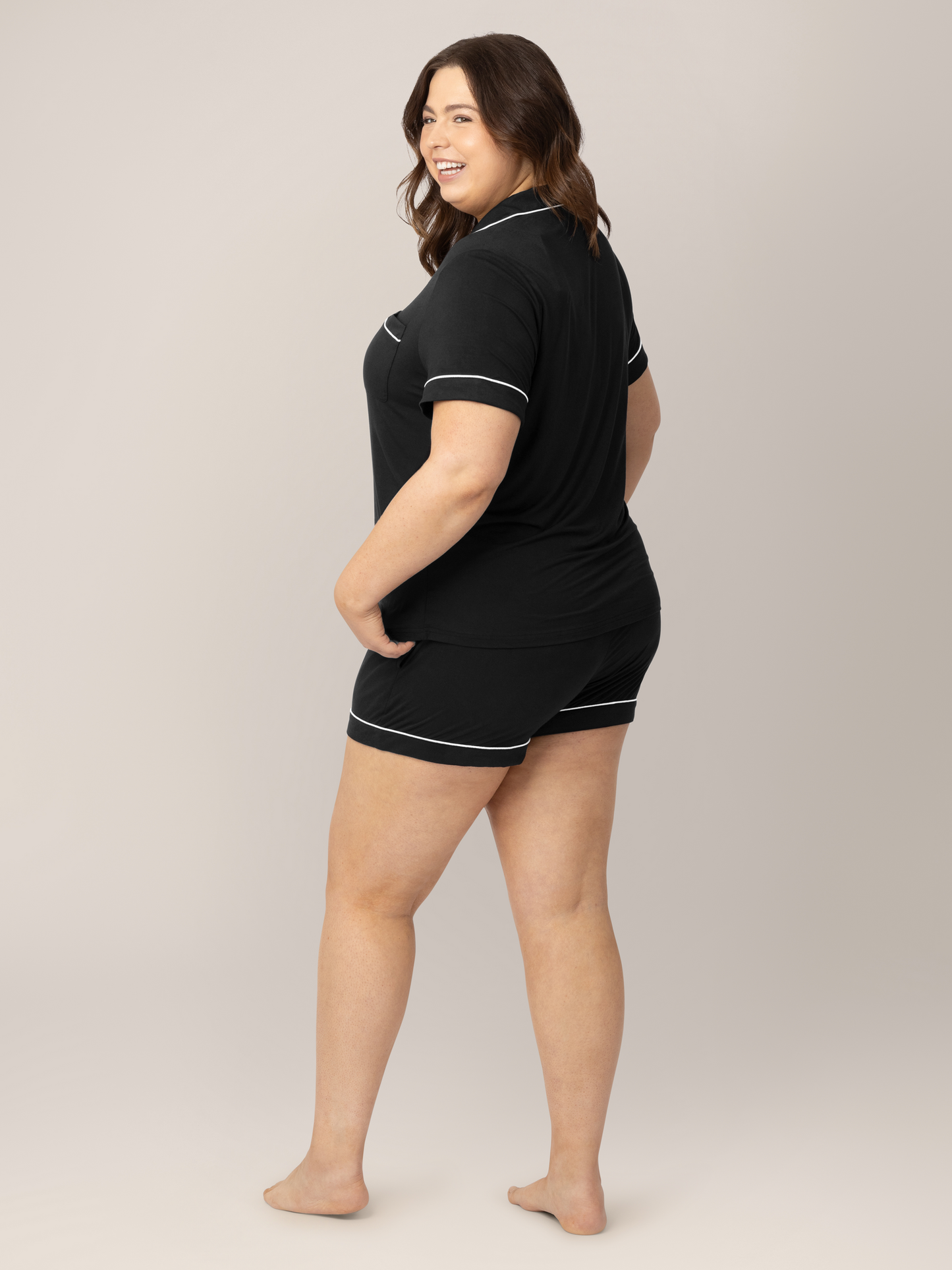 Kindred Bravely Clea Bamboo Short Sleeve Pajama Set Black