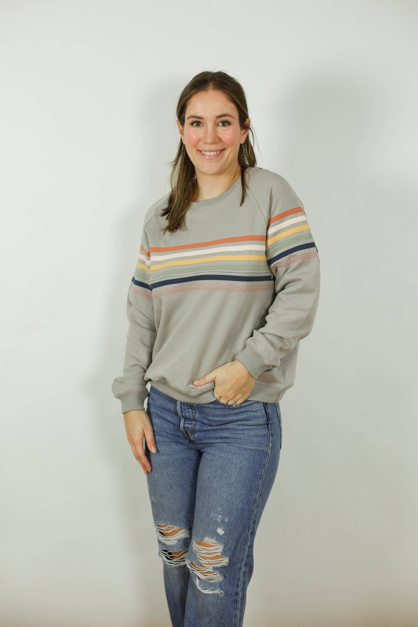 Limited Edition Six Stripe Invisible Zip Breastfeeding Sweater