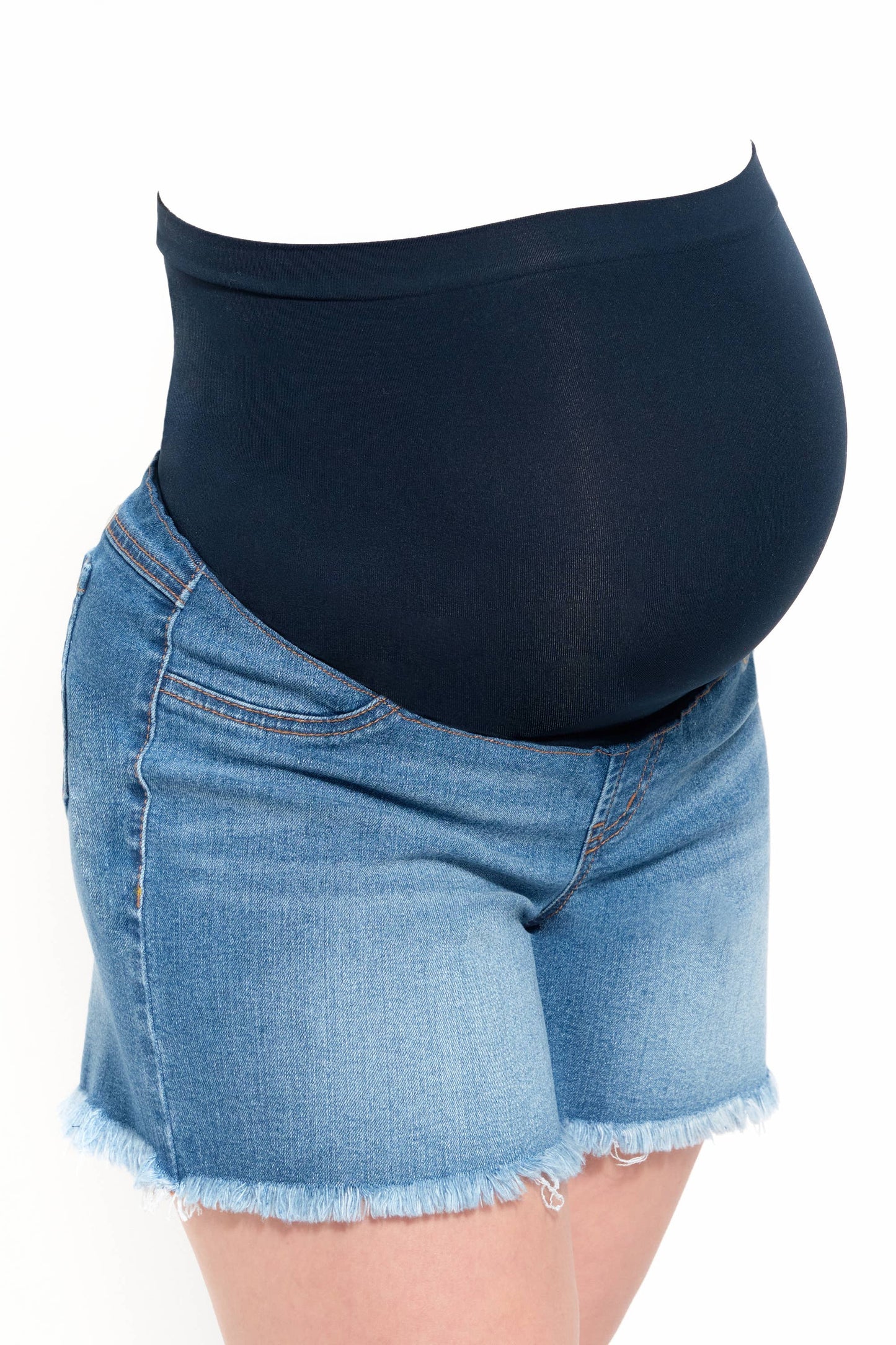 Maternity Sustainable 5" Loose Jean Shorts w/ Bellyband
