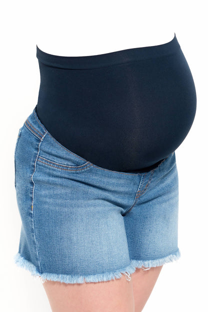 Maternity Sustainable 5" Loose Jean Shorts w/ Bellyband