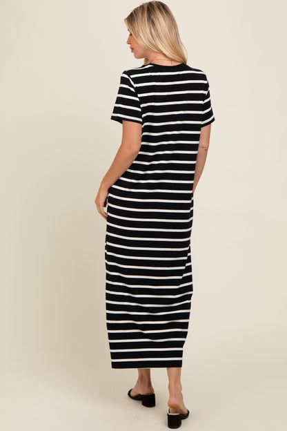 PinkBlush Black Striped Side Slit Maxi Dress